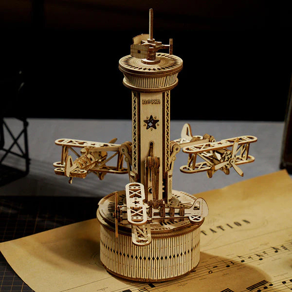 ROKR Airplane Control Tower Mechanical Music Box