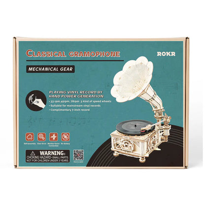 Robotime ROKR DIY Crank Classic Gramophone