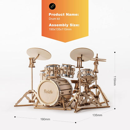 Robotime Rolife Drum Kit DIY Wooden Puzzle