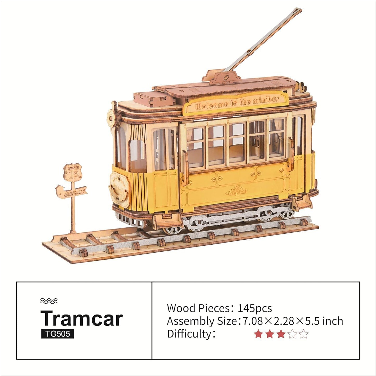 Robotime Rolife Tramcar 3D Wooden Puzzle