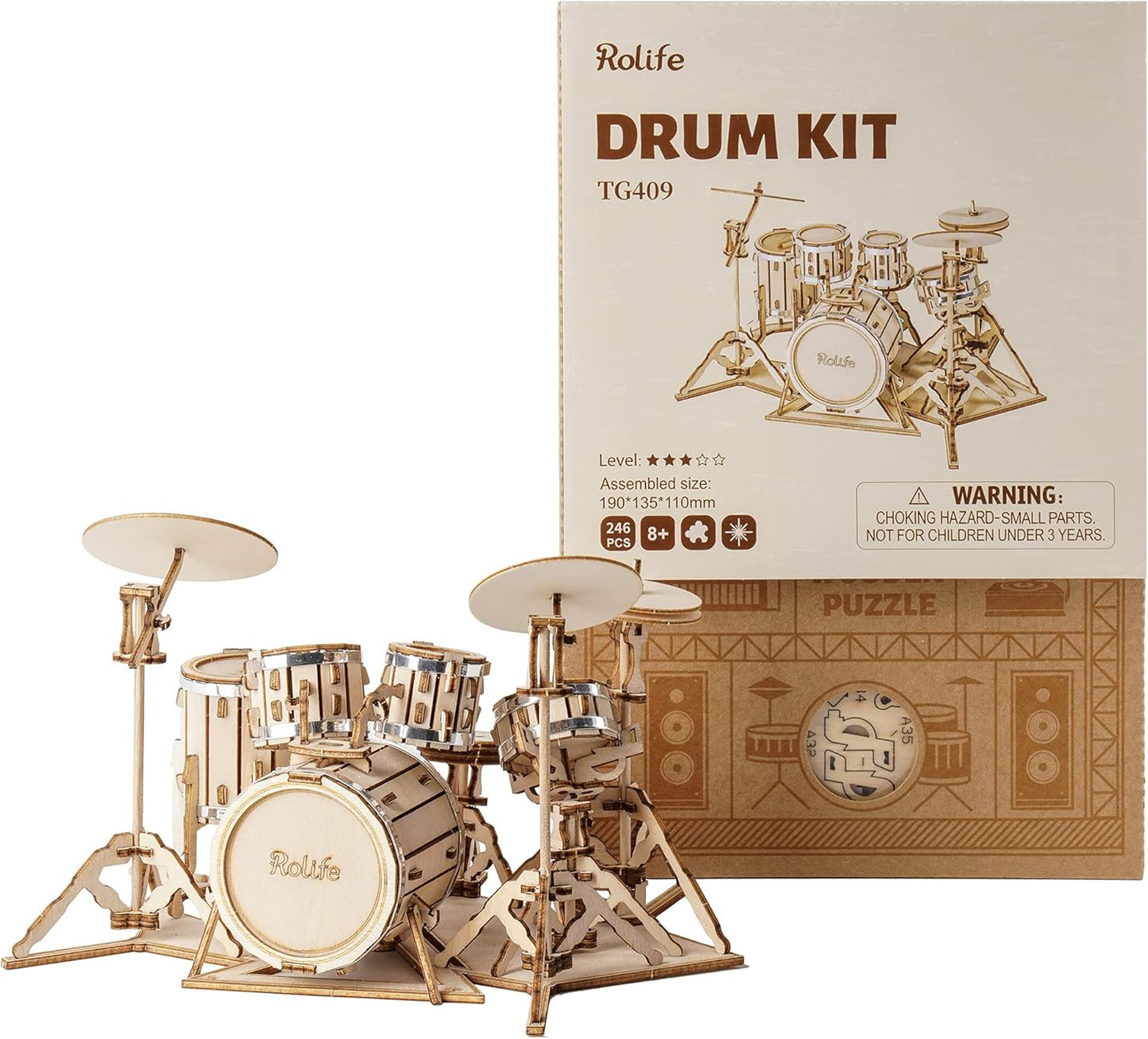 Robotime Rolife Drum Kit DIY Wooden Puzzle