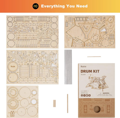 Robotime Rolife Drum Kit DIY Wooden Puzzle