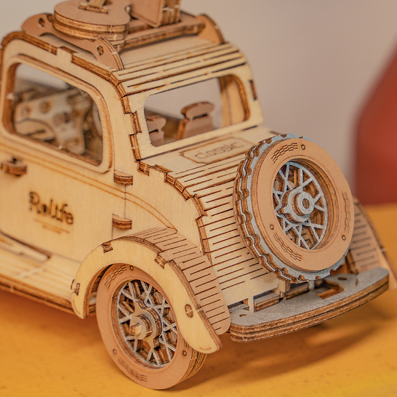 Robotime Rolife Vintage Car DIY Wooden Puzzle