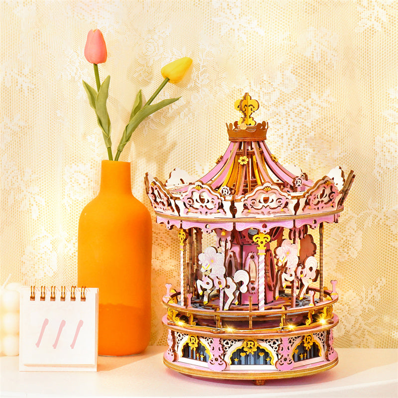 Robotime ROKR Romantic Carousel DIY Mechanical Music Box