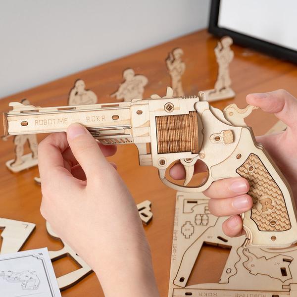 Robotime ROKR Corsac M60 3D Puzzle Safe Gun with Rubber-band Bullets