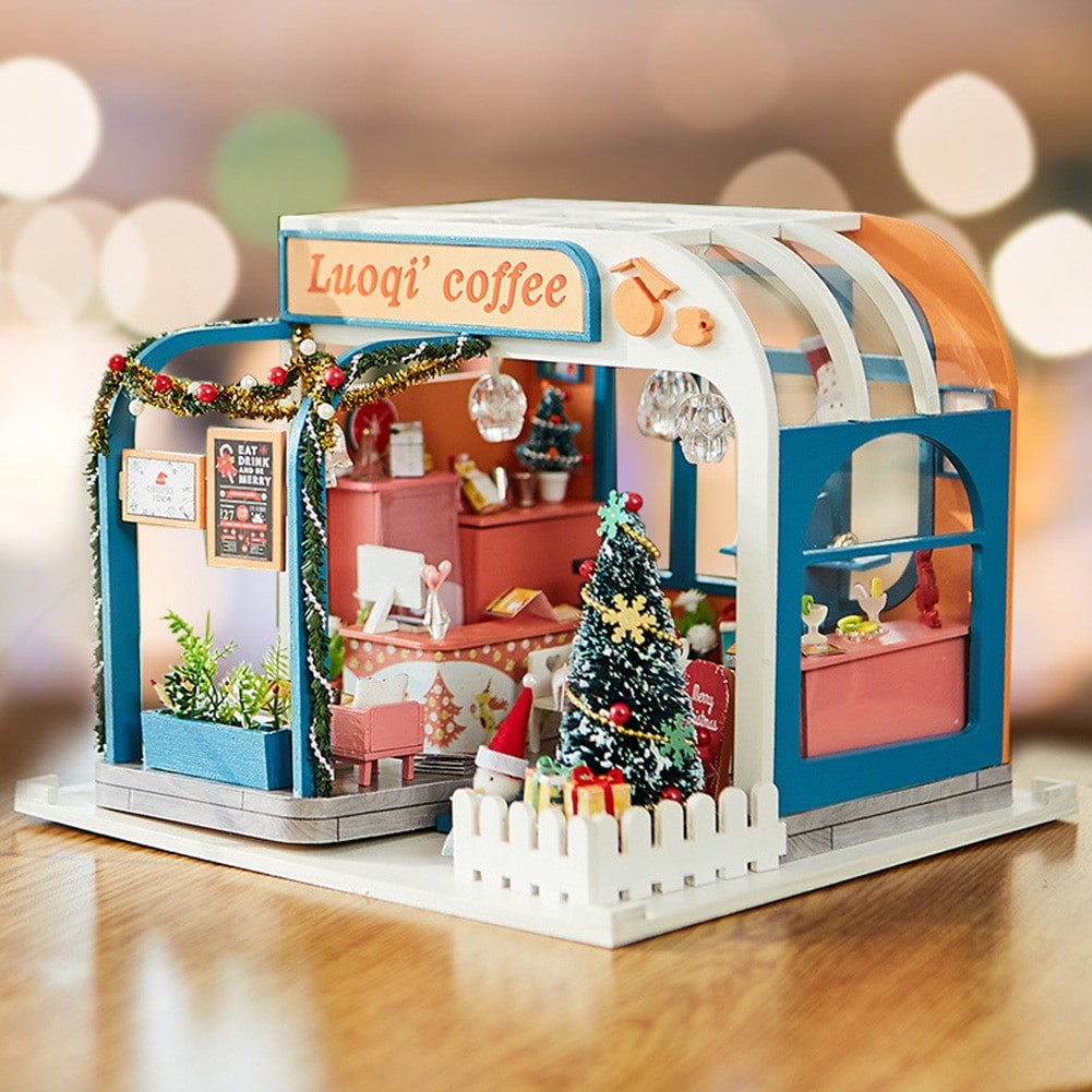 Luoqi Coffee DIY Dollhouse Kit