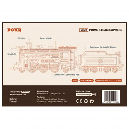 Robotime Rokr Prime Steam Express Train 3D Wooden Puzzle