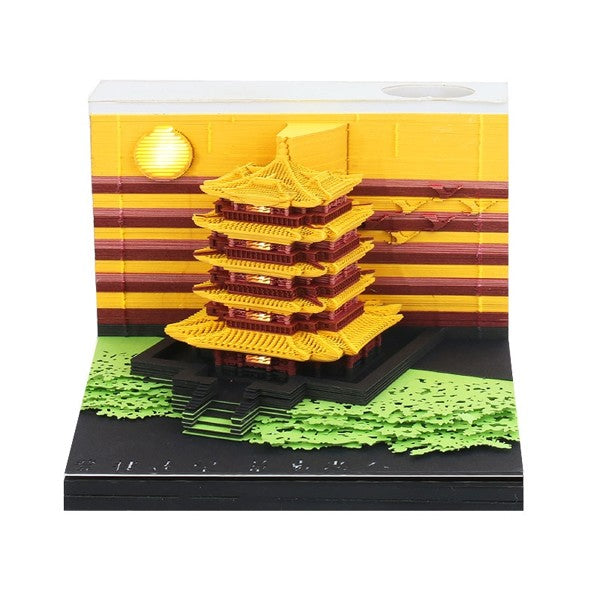 Chinese Yellow Crane Tower Omoshiroi Block 3D Notepad