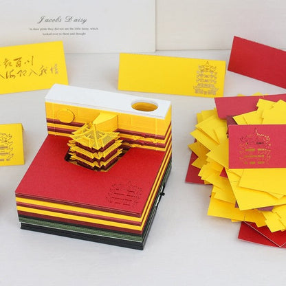 Net-red-three-dimensional-paper-carving-Yellow-Crane-Tower-note-book-Chinese-style-building-decoration-3D-3