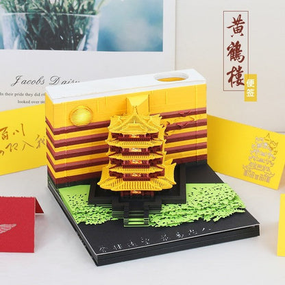 Chinese Yellow Crane Tower Omoshiroi Block 3D Notepad