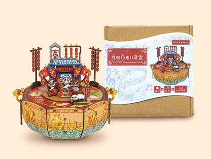 Chengdu Panda Music Box DIY Dollhouse Kit