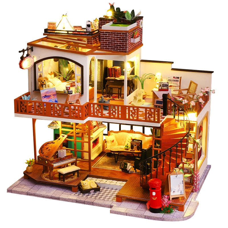 Double Vintage Villa DIY Dollhouse Kit