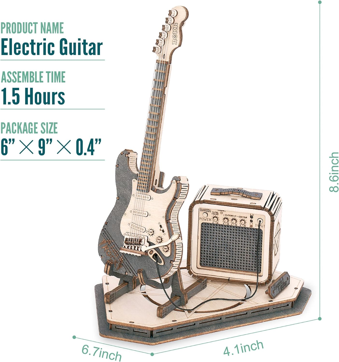 Robotime ROKR Electric Guitar Model DIY Wooden Kit