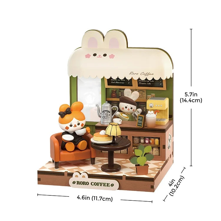 Robotime Rolife Roro Coffee Miniature Store - Mycutebee