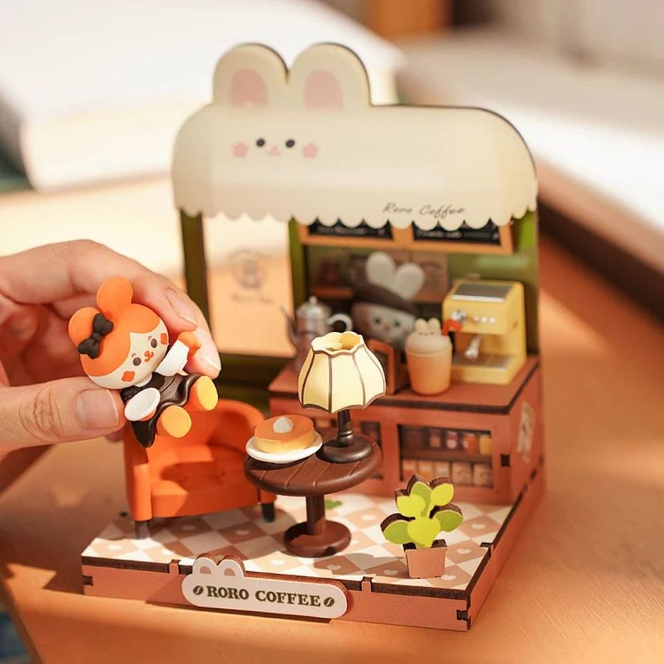 Robotime Rolife Roro Coffee Miniature Store - Mycutebee