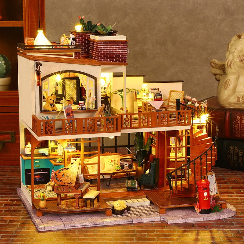 Double Vintage Villa DIY Dollhouse Kit