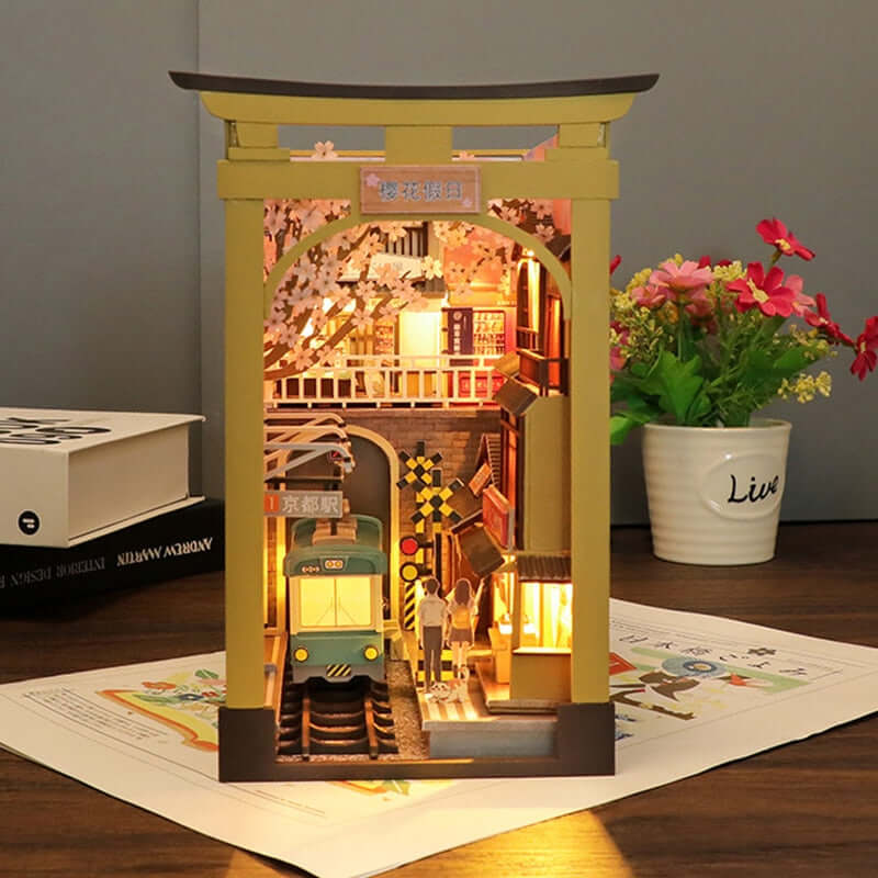 Cherry Blossom Train Station DIY Book Nook Kit