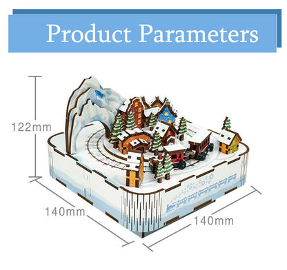 DIY Wooden Christmas House Train Music Box - Mycutebee