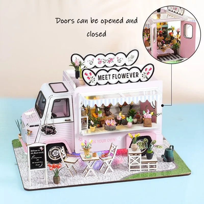 Meet Flower Car DIY Dollhouse Store Kit