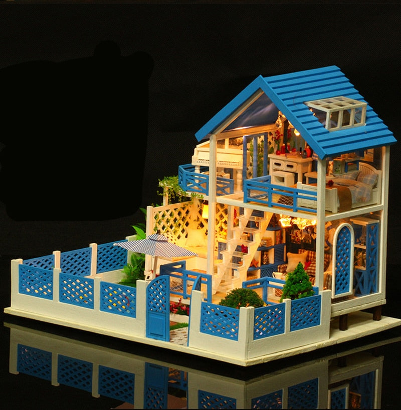 Blue Mediterranean K009 DIY Miniature Villa - Mycutebee