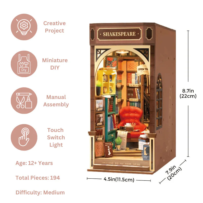 Robotime Rolife Shakespeare and Company DIY Book Nook Kit