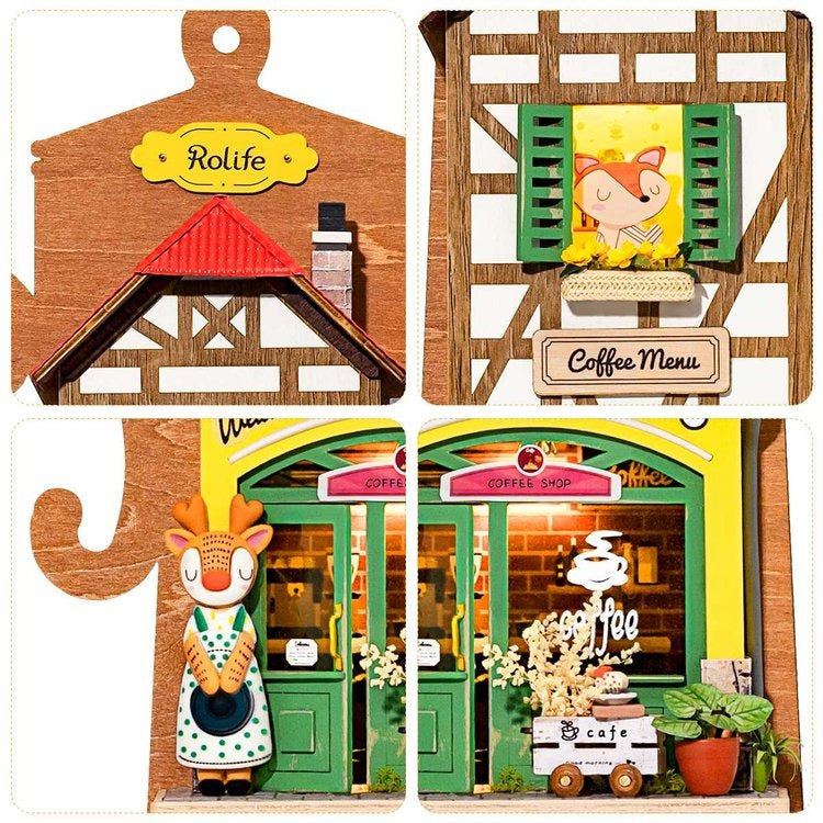 Rolife Lazy Coffee House DIY Wall Hanging Miniature House Kit - Mycutebee