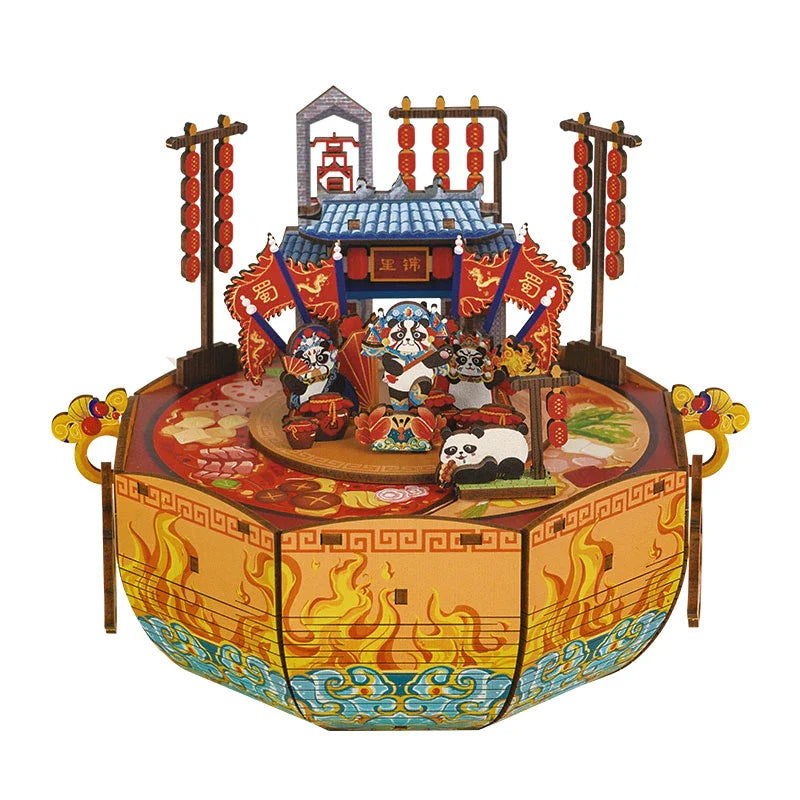 Chengdu Panda Music Box DIY Dollhouse Kit