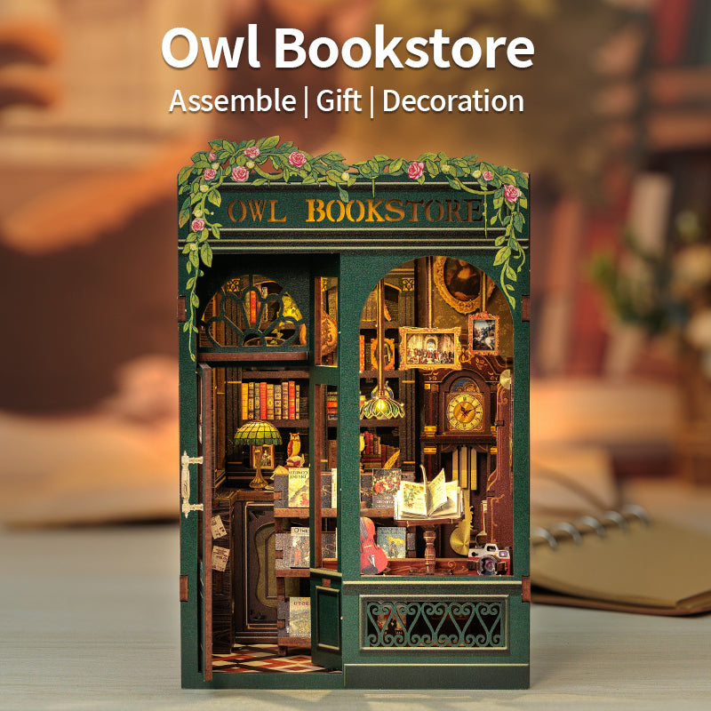 CUTEBEE Owl Bookstore DIY Book Nook Kit