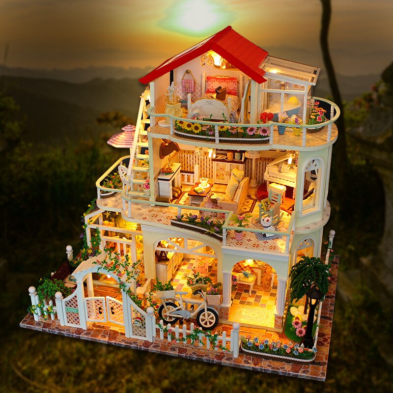 30cm LED Three Layer Villa DIY doll house diy dollhouse diy doll house miniature dollhouse furniture