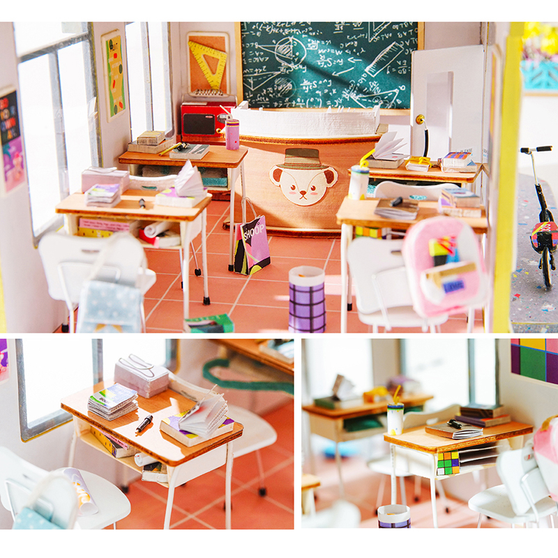 Robotime TD04 Memorable Classroom Teddy Theme DIY Dollhouse