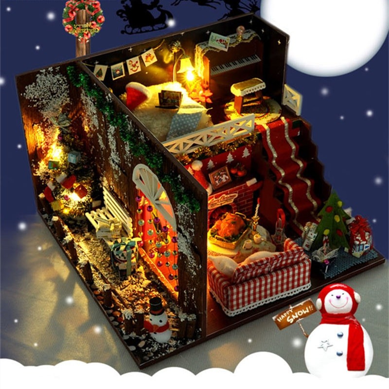 Merry Christmas DIY Miniature Room Kit With dust coverTB1OaVgajnuK1RkSmFPq6AuzFXad