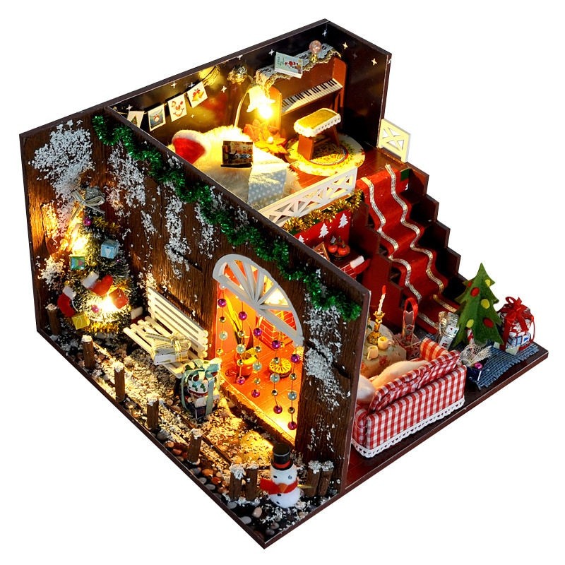 Merry Christmas DIY Miniature Room Kit With dust coverTB1qy3.X6zuK1Rjy0Fpq6yEpFXaE 1