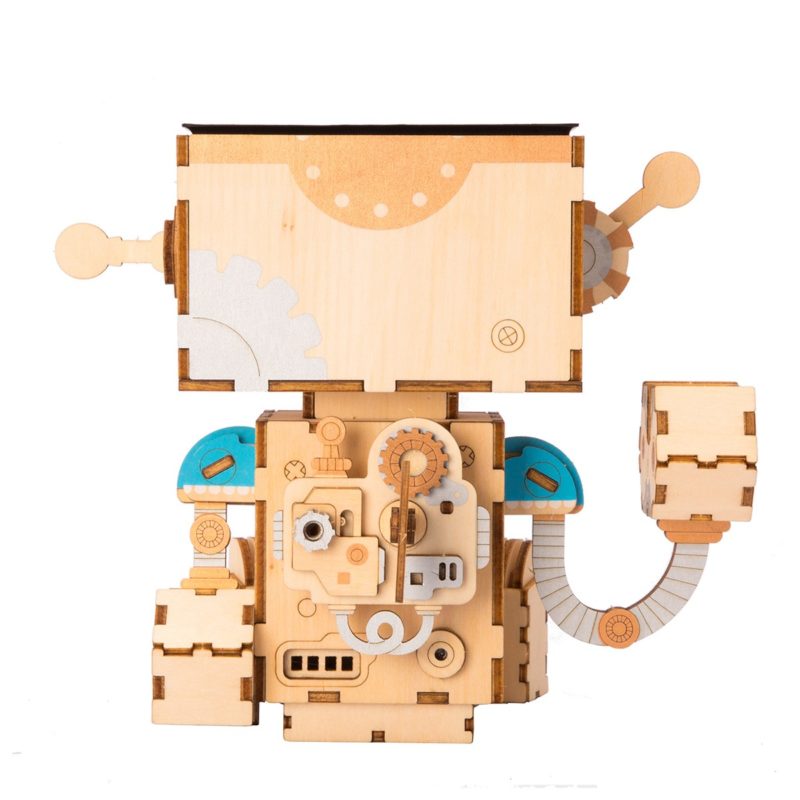 cute robot flower pot 3d wooden puzzle 9