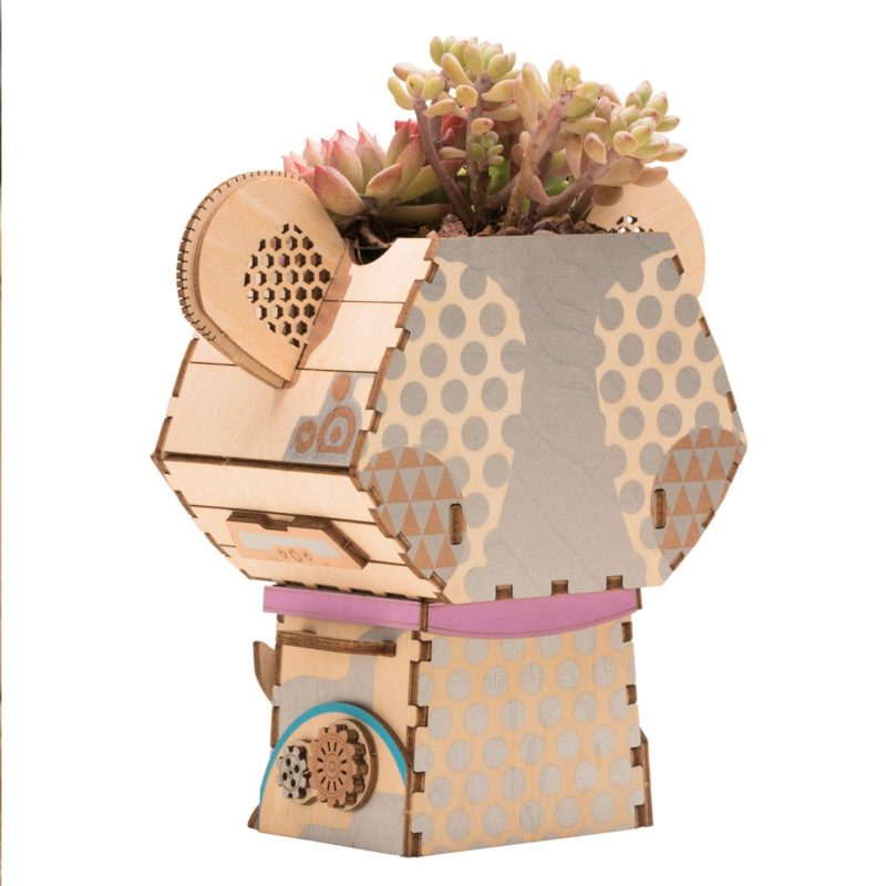 koala cute robot flower pot 3d wooden puzzle 6