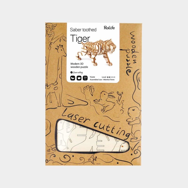 saber toothed tiger modern 3d wooden puzzle 6