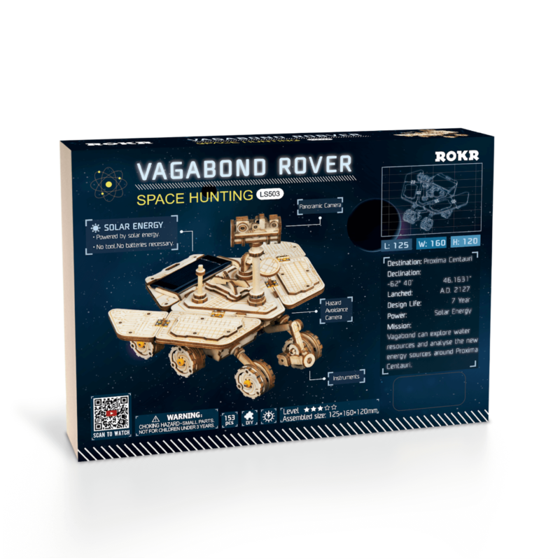 vagabond rover 3d wooden puzzle movement assembled solar energy powered toys space hunting 3