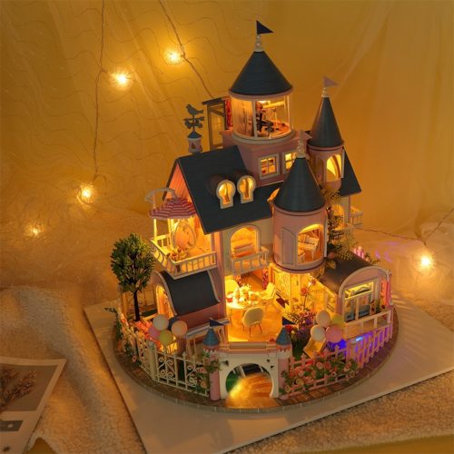 Happyline Wooden Dollhouse Miniatures DIY House Kit with Led Light-Time  Travel