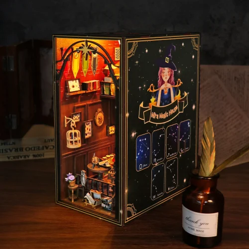 DIY Wooden Book Nook Shelf Insert Kits Miniature Magic House Bookends Japanese Cherry Train Station Bookshelf.jpg 1