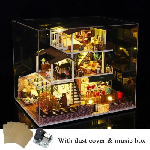 DIY Wooden Doll Houses Miniature Building Kits With Furniture Light Assembly Romantic Big Casa Dollhouse Toys.jpg 8