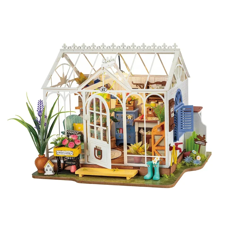 RWT7Robotime Rolife Dreamy Garden House DIY Miniature House Kit for Girls Teens Wooden Dollhouse Puzzle Easy