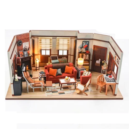 MjzxDIY Casa Wooden Doll Houses Miniature Building Kit How I Met Your Mother Dollhouse With Furniture