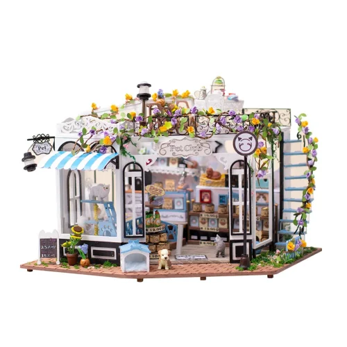 Happyline Wooden Dollhouse Miniatures DIY House Kit with Led Light-Time  Travel
