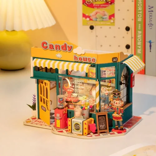 xJJtRolife DIY Mini Dollhouse Model Kits DIY Dollhouse Rainbow Candy House Kids Miniature Fantasy Doll House